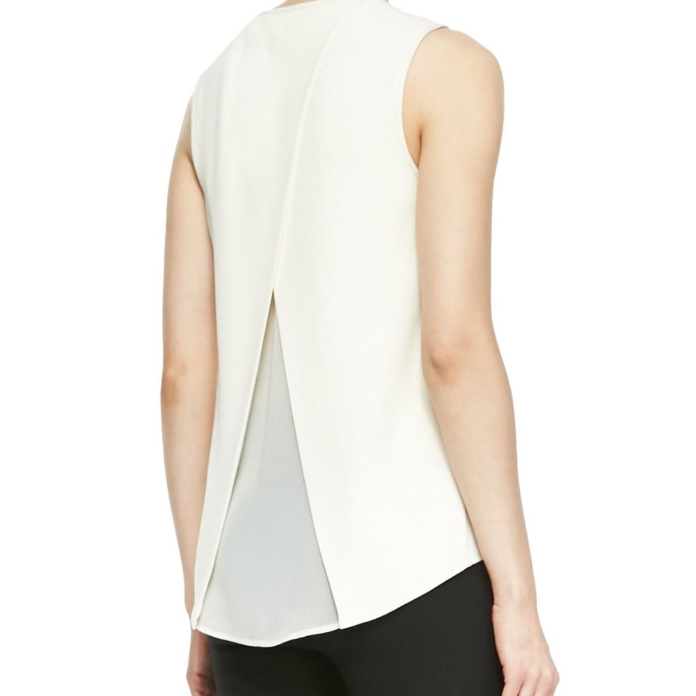 Sheer chiffon panels cross back top